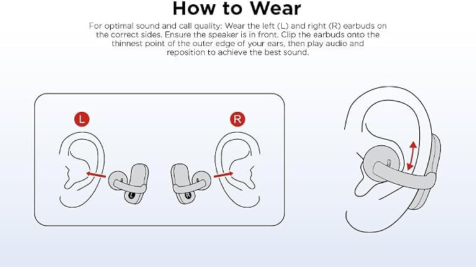 Lenovo Open Ear Clip On Earbuds X500 Bluetooth 6.0 Wireless Earbuds with 11 mm Drivers, Open Ear Ergonomic Design, Dual Device Connectivity, Built in Mic, Fast Charge, White