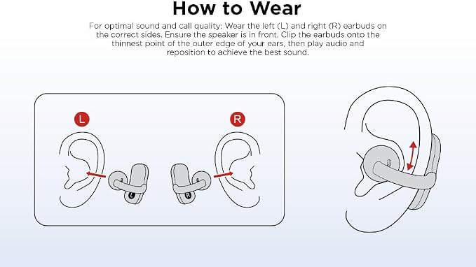 Lenovo Open Ear Clip On Earbuds X500 Bluetooth 6.0 Wireless Earbuds with 11 mm Drivers, Open Ear Ergonomic Design, Dual Device Connectivity, Built in Mic, Fast Charge, Black
