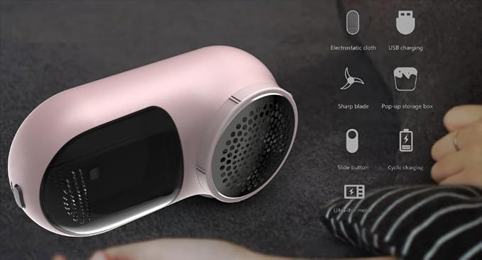 Rechargeable Fabric Shaver, Magictec Lint Remover Sweater Defuzzer Lints Fuzzs Pills Pilling Trimmer for Clothes and Furniture -Battery Operated (Donut)