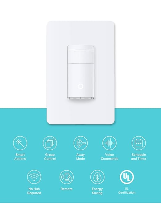 Kasa Smart Motion Sensor Switch, Single Pole, Needs Neutral Wire, 2.4GHz Wi-Fi Light Switch, Works with Alexa & Google Assistant, UL Certified, No Hub Required(KS200MP2),White,2-Pack