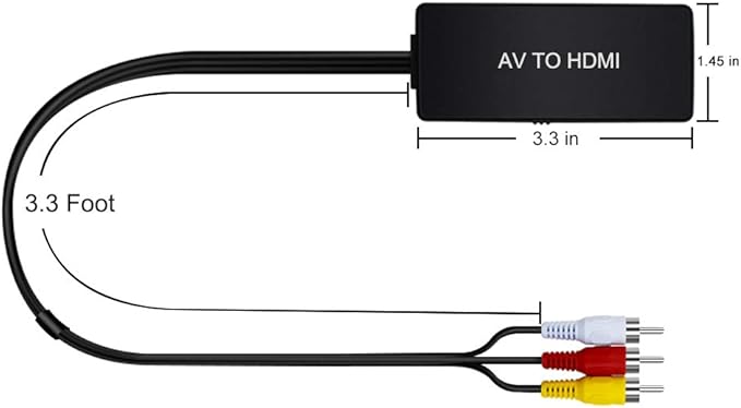 HDMI to AV Converter HDMI to RCA Composite Converter Adapter, Support PAL/NTSC, Support 1080P, Compatible with Roku/Fire Sitck/PS4/Xbox/Spectrum Box/Old Sanyo TV/Old LG TV/Old CRT ect.