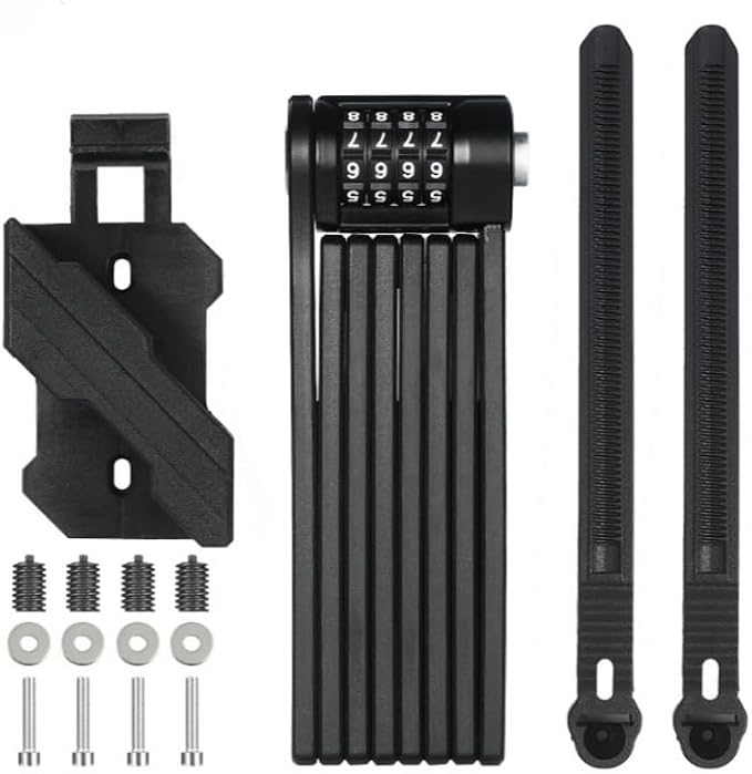 Folding Bike Lock, 4-Digit Combination Heavy Duty Bike Lock Anti Theft, 47 Inch Thickened Alloy Steel Foldable Locks with Bracket for Ebike Bicycle Electric Scooter Motorcycle Eight Segment Folding