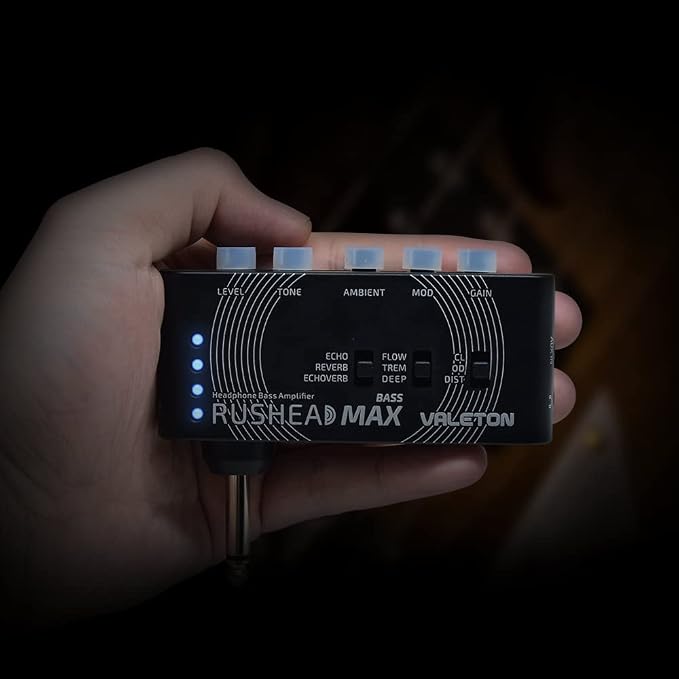 Valeton Rushead Max Bass USB Chargable Portable Pocket Bass Headphone Amp Carry-On Bedroom Plug-In Multi-Effects