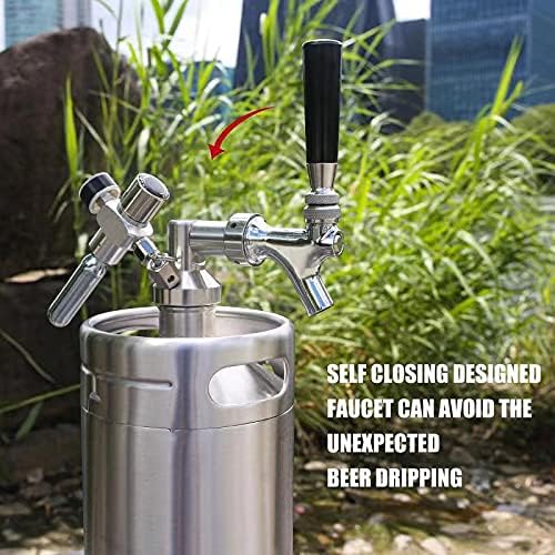 GANCOWISE 64OZ Mini Keg Growler, Pressurized Home Dispenser System with Self-Closing Design Faucet Keeps Carbonation and Fresh for Homebrew, Craft and Draft Beer