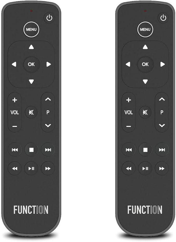 Function101 F101-ATVRM 2-Pack | Replacement Button Remote for Apple TV | Infrared Connectivity | 2 AAA Batteries Included