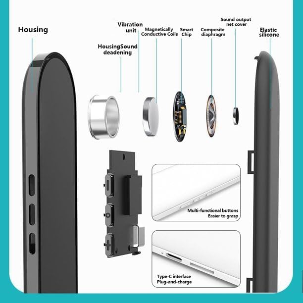 Bone Conduction Under Pillow Sleep Speaker, Ultra-Thin Bluetooth 5.3 Bedside Speaker, TF Card Slot, Auto-Off Timer, Private Audio for Side Sleepers & Light Sleepers (C807-Black)