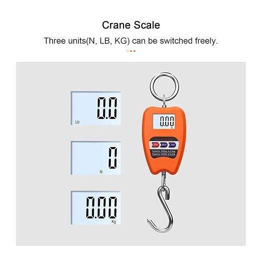 Hanging Scale, Portable Electronic Luggage Scale Multifunctional Digital Scales LCD Travel High Accurate Handheld Weighing Tool for Gym,Hunting,Travelling(Orange)