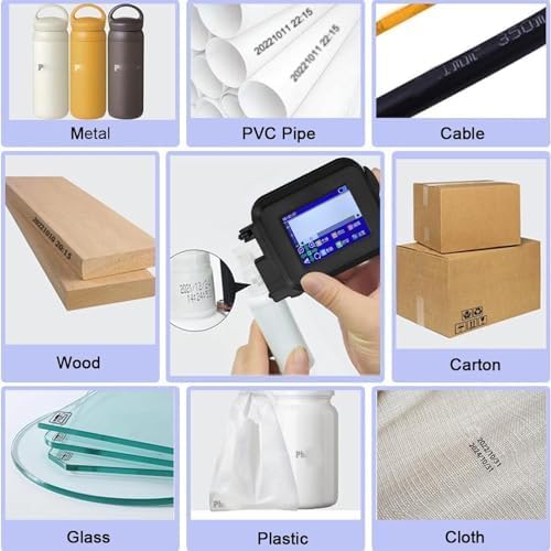 gernie Handheld Inkjet Printer, LED Touch Quick Drying Inkjet Coding Machine Multi Languages USB Mini Pocket Mobile Inkjet Printer with for Production Date Logo (US