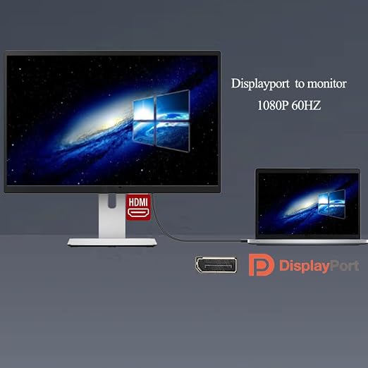 Display Port to HDMI Cable, Gold Plated Displayport to HDMI Cable 6 Feet(Male to Male)