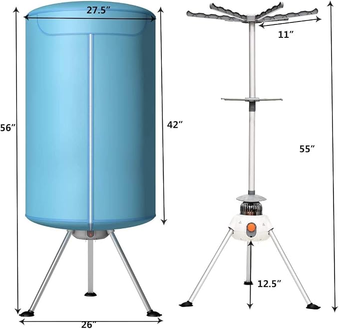 COSTWAY Portable Clothes Dryer, Ventless Laundry Dryer, Hot Drying Machine with Heater for Home & Dorms