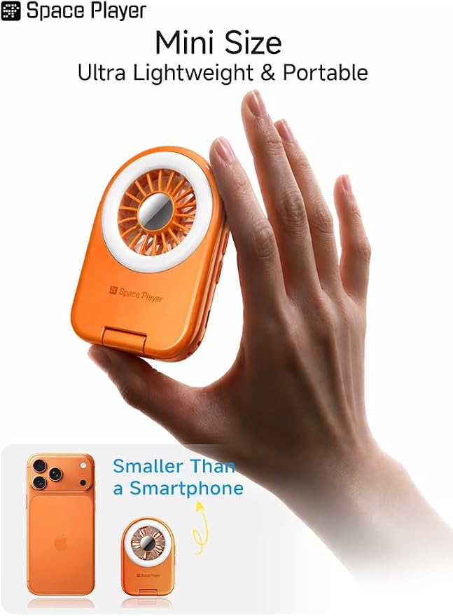 MagSafe Magnetic Cooling Fan for iPhone & Android, Space Player Portable Phone Cooling Fan with LED Light, Rechargeable Mini Handheld Fan, 3-in-1 Magnetic Desk Fan for Gaming, Travel & Outdoor Blue