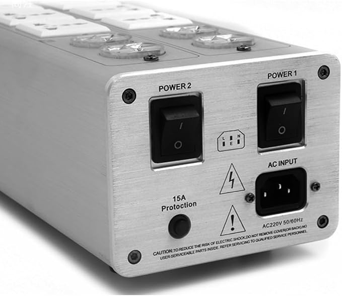 3000W 15A 100-240V AC8.8 Advanced Audio Power Purifier Filter AC Power Socket Video Noise Eliminator/Line Conditioner/Whole Entertainment System Protection Silver
