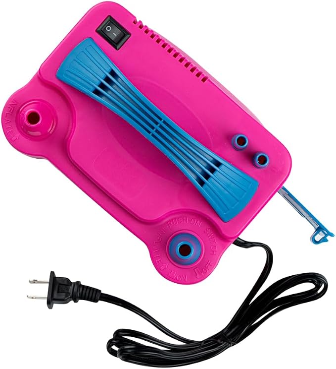 Restaurantware Balloonify 600W Electric Air Pump 1 Portable Balloon Inflator - Dual Modes Two Nozzle Sizes Pink & Blue Plastic Air Pump for Balloons 110V powerchord Double Inflation Design