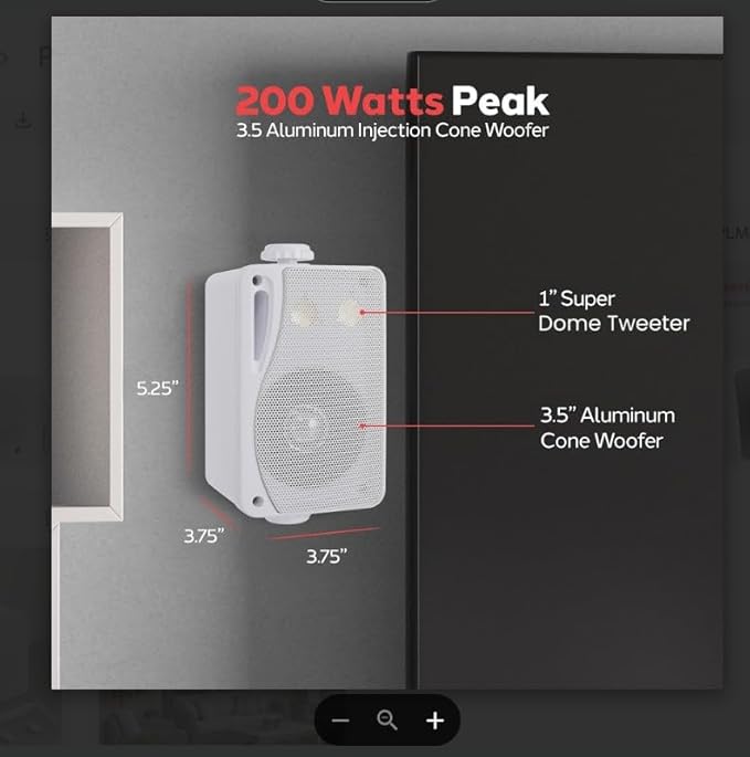 Pyle 3-Way Indoor & Outdoor Box Speaker System - 3.5" 200 Watt Compact Wall Mount Speakers for Home, Patio, Deck, Garage, Poolside, or Studio Use - Dual Speaker Set - PLMR24 (White)