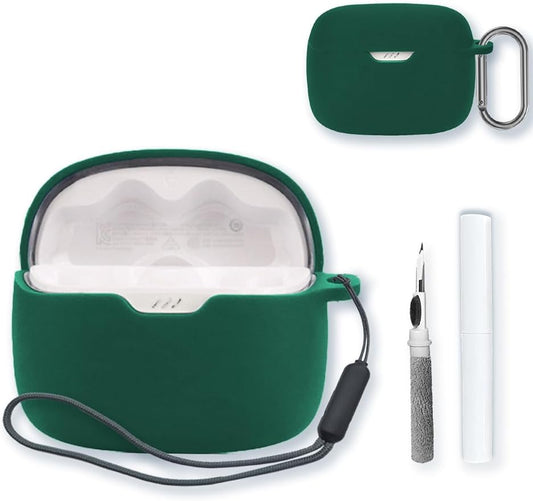 Case for JBL Tune 245NC TWS-True Wireless Earbuds,Soft Protective,BOVUGAC Silicone Case Cover with Keychain & Cleaning Kit & Lanyard for JBL Tune 245NC TWS Earbuds-Green