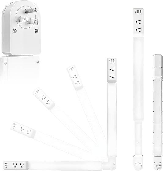 Electrical Outlet Extender Stick 23"-34", Adjustable Power Plug Splitter with 1 USB-C & 2 USB-A Ports, 2 AC Outlets, Tool-Free Extension for Behind Sofa, Nightstand, Desk