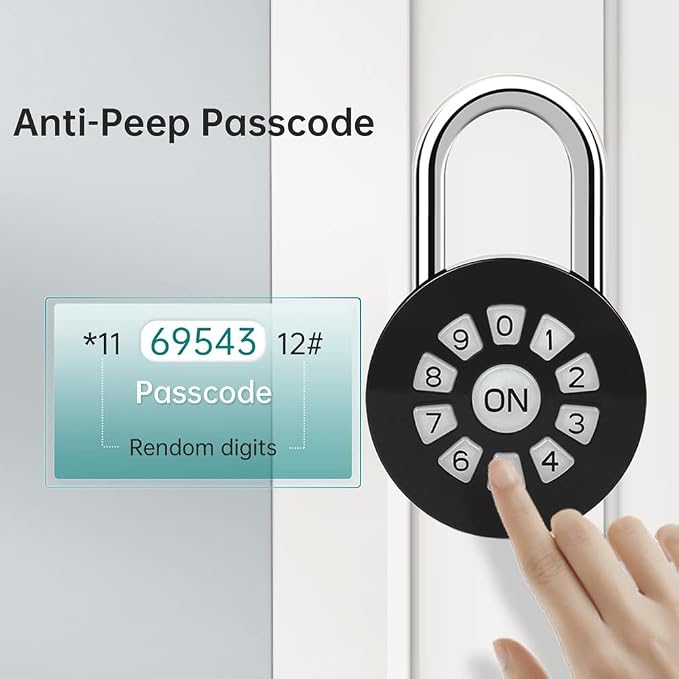 Smart Padlock, Password Lock with APP Control(iOS/Android), Access via Bluetooth & Pin Codes,Suitable for Gym, Locker, Gates, Fence and Storage (Black)