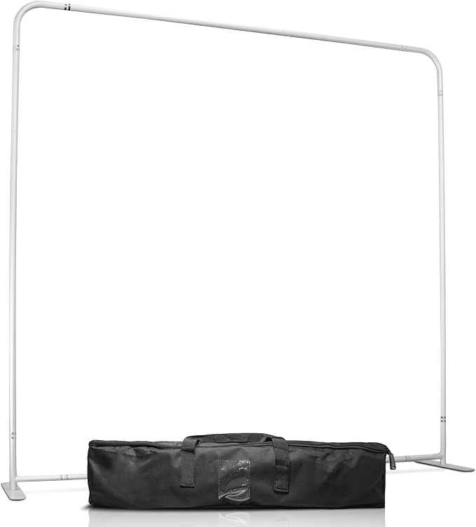 Anley 7.5x7.5 FT Backdrop Stand - Premium Reinforced Aluminum Alloy Frame for Stability - Heavy Duty Background Support with Carry Bag for Photo Studio, Green Screen, Event, Banner, Party Use