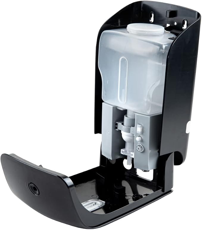 Restaurantware Clean Tek Professional 33.4 Ounce Automated Soap Dispenser 1 Touchless Wall-Mountable Soap Dispenser - With Security Key Black Plastic Soap Dispenser Transparent For Foam Soap