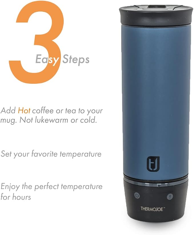 Thermojoe 16 Oz. Rechargeable Heated Smart Travel Mug for Coffee and Tea with Temperature Control
