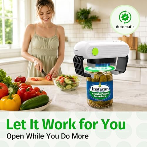 Effortless Electric Jar Opener Easy Opens Twist-Lid, One Handed Automatic Jar Opener for Weak Hands & Seniors with Arthritis