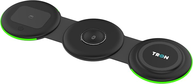 Tron 3 in 1 Foldable Magnetic Wireless Charger - Travel Charging Pad Dock for IWatch iPhone 16 15 14 13 12 Pro Max Plus & Earbuds