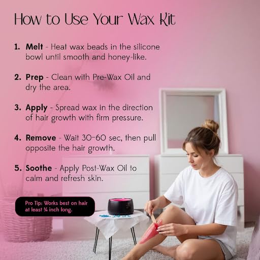 KoluaWax Premium Waxing Kit for Women - Beginner Friendly - Complete Wax Kit that includes 14oz of Wax Beads, Applicator, Pre and Post Care, Suitable for Sensitive Skin (Black) - Mothers Day Gifts