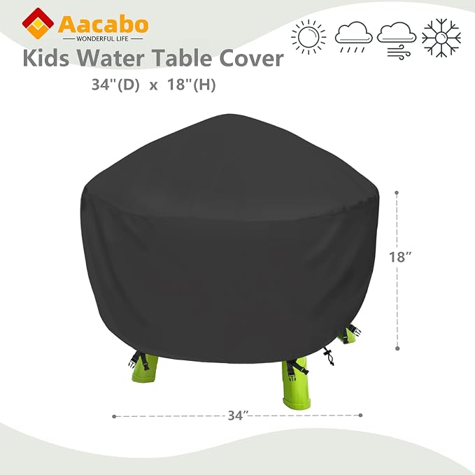 Kids Water Table Cover Spiralin' Seas Waterpark Play Sand Water Table Outdoor Toys Cover 34X34X18 inch-Black