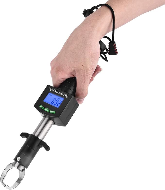 PerGar Digital Fish Grip Scale, Fish Weigher, 3 in 1 Digital Fish Grip Scale, 25kg/55lb Fish Lip Gripper Grabber, Fish Scales Digital Weight Lip Gripper