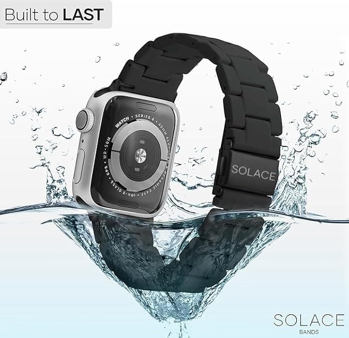 Solace Bands Lightweight Perma Watch Band - Universal Fit for Apple Watch Bands for Women & Men, iWatch Bands for 38mm 40mm 41mm 42mm 44mm 45mm 49mm Ultra, SE, Series 11 10 9 8 7 6 5-1 (Matte Solid)