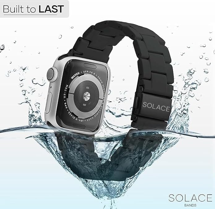 Solace Bands Lightweight Perma Watch Band - Universal Fit for Apple Watch Bands for Women & Men, iWatch Bands for 38mm 40mm 41mm 42mm 44mm 45mm 49mm Ultra, SE, Series 11 10 9 8 7 6 5-1 (Matte Solid)