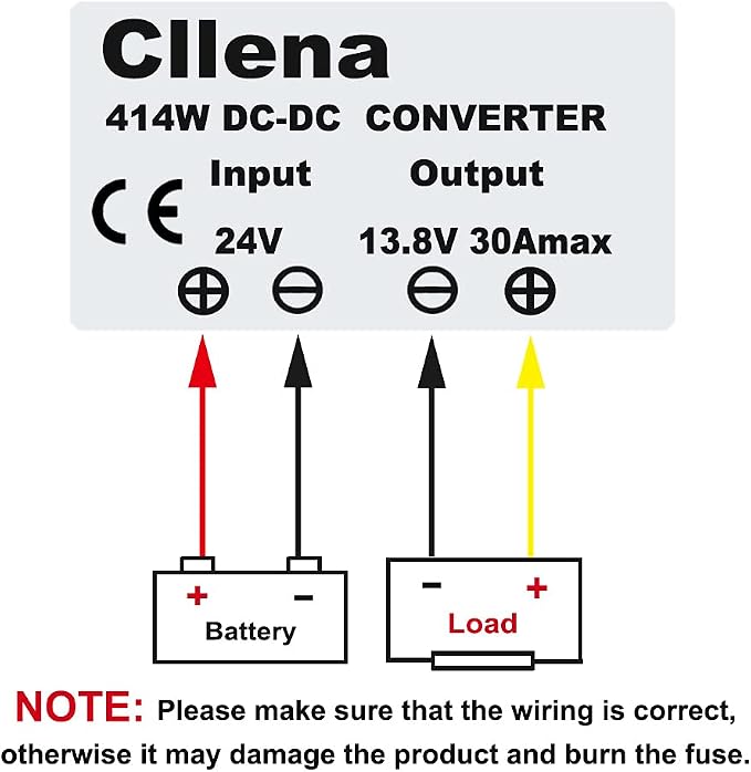 DC 24V to 13.8V 30A 414W Converter, Waterproof DC Voltage Reducer Buck Transformer Power Supply for Golf Cart