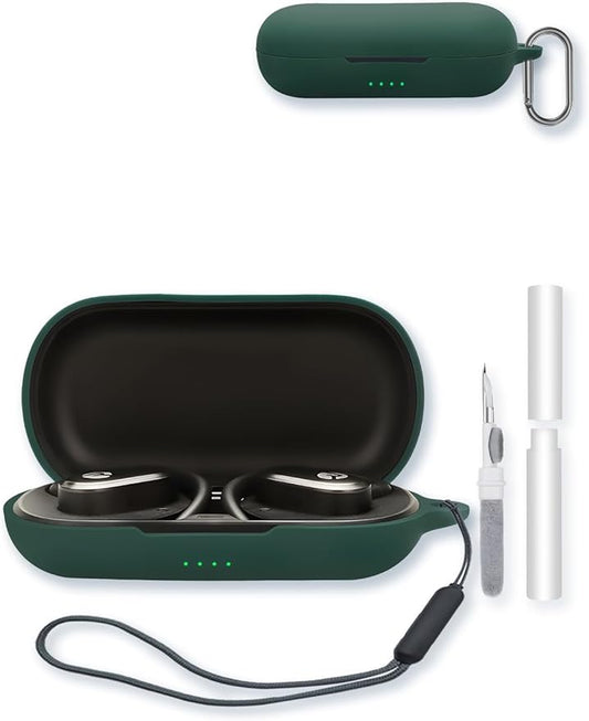 Case for Raycon Open Earbuds True Wireless Bluetooth Headphones,Soft Protective,BOVUGAC Silicone Case Cover with Keychain & Cleaning Kit & Lanyard for Raycon Open Earbuds-Green
