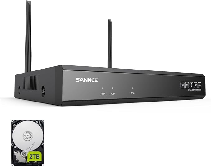 SANNCE 16CH 8MP NVR Wireless WiFi Security Camera System H.264+ Video Coding, IP66 Outdoor Camera Sytem,Night Vision,Support Local&Cloud Storage
