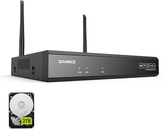 SANNCE 16CH 8MP NVR Wireless WiFi Security Camera System H.264+ Video Coding, IP66 Outdoor Camera Sytem,Night Vision,Support Local&Cloud Storage