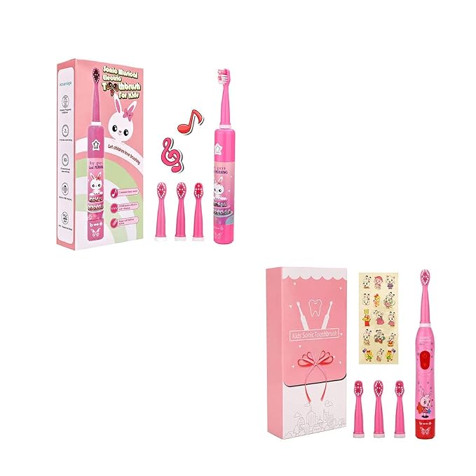 OJV 8620 Musical Electric Toothbrushes 8630 Kids Sonic Electric Toothbrushes (Pink)