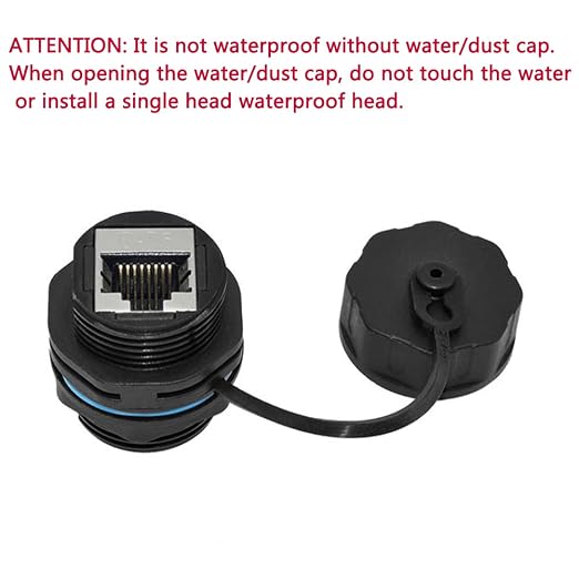 10PCS Panel Mounting Shielded CAT6 RJ45 Waterproof Connector Cat5/5e/6 8P8C Ethernet LAN Cable Coupler Double Head Adapter with Waterproof/Dust Cap