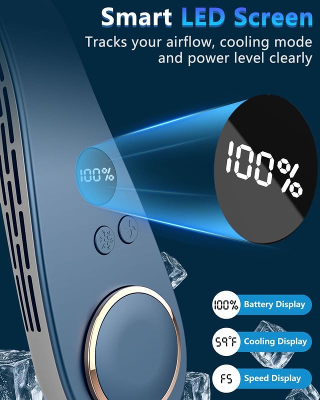 Neck Air Conditioner with Cooling Plate,Portable Neck Fan Air Conditioner,Recargable Long Life Bladless Personal Fan for Neck,Silent Headphone Round Conditioning Unit Gadgets for Travel Camping Disney