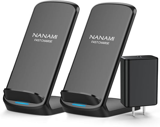 Wireless Charger - NANAMI Wireless Charging Stand with USB C Charger 30W Wall Charger PD3.0 Fast Charging for iPhone 15/14/13/12/SE 2020/11 Pro/8, Samsung Galaxy S24/S23/S21/S20/S10