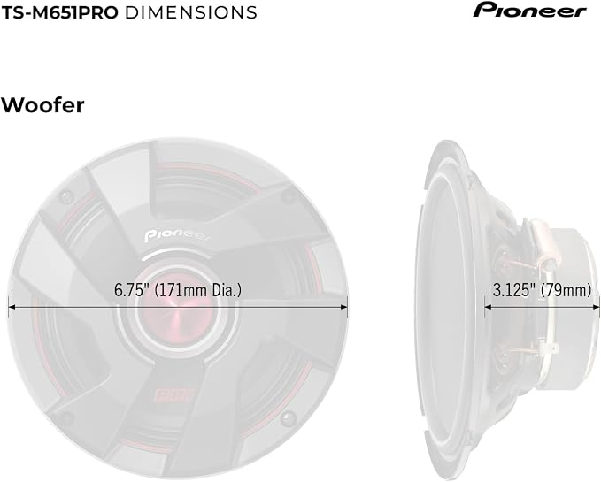 Pioneer P.R.O. Series TS-M651PRO 6.5” Speakers (Pair) – 500W Max, Perfect for high-SPL Builds and pro-Level car Audio