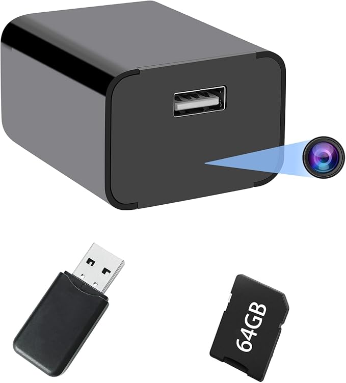 64GB Mini Camera 1080P Security Camera Nanny Cam with Night Vision and Motion Detection for Indoor and Home, No Need WiFi