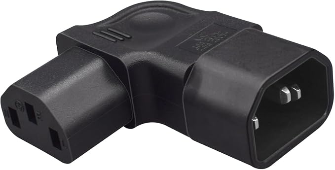 (10Packs) IEC320 C14 to C13 Right Angle Power Adapter,C14 to C13 90 Degree Left Turn Power Extension Adapter,PDU Plug/Socket 90 Degree Wall-Mounted LCD TV