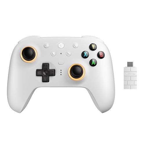 8BitDo Ultimate 2 Wireless Controller for Windows PC, Apple, Steam & Android, Gaming Controller with TMR Joysticks, Hall/Tactile Triggers, Motion Control, RGB Fire Ring, 1000Hz Polling Rate, White