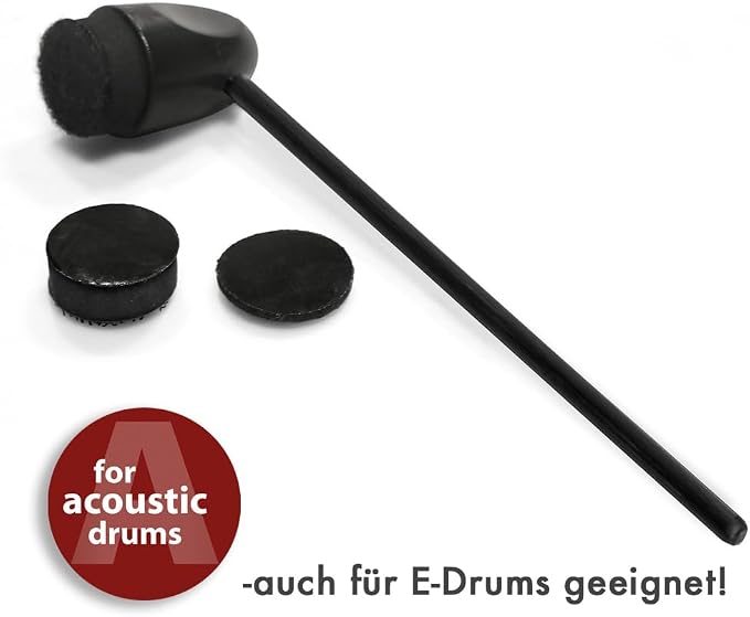 Adoro Silent Sticks & Bass Drum Beater Bundle - Quiet Sticks and Beater for Acoustic Drums or Cajon Pedal - (no Drum Shield, Mute or Dampeners needed anymore)