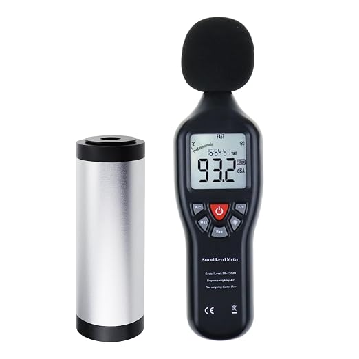 Decibel Meter, Digital Sound Level Meter Portable Sound Calibrator SPL Meter 30dB to 130dB MAX Data Hold with LCD Display Backlight A/C Weighted for Home Factories
