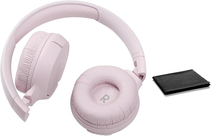 JBL Tune 510BT: Wireless Bluetooth On-Ear Headphones with Purebass Sound - with Cleaning Cloth (Rose, Standard), JBLT510BT-Black-Cloth