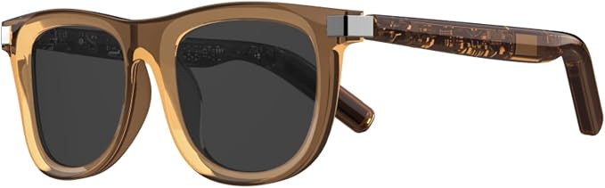 Smart Glasses for Men Women, Open-Ear Audio Bluetooth Glasses, Auto On/Off Sensor, Built-in Mic & Speakers, Voice Assistant, UV Protection Polarized Smart Sunglasses for Outdoor - Brown