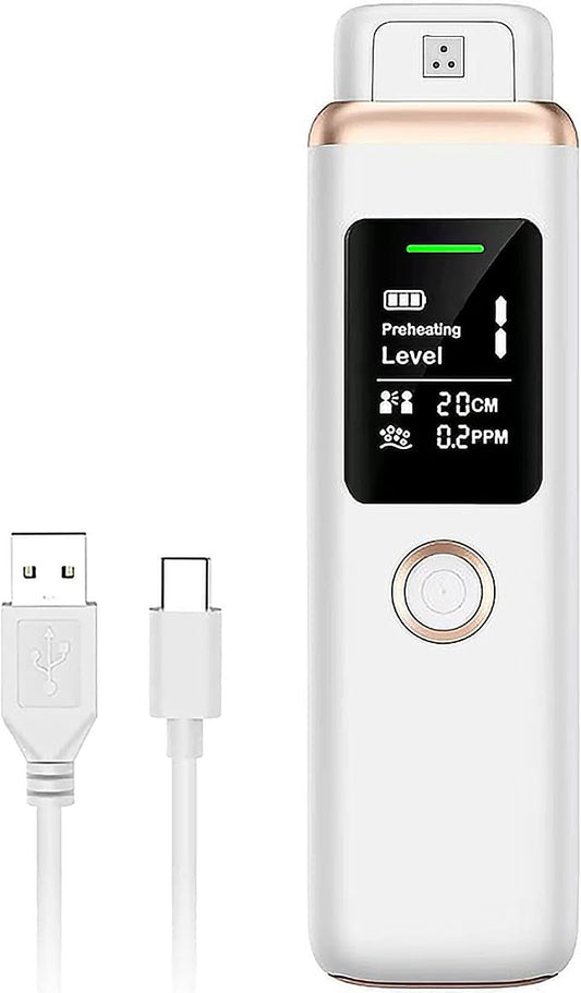 Bad Breath Tester, Smart Breath Odor Detector,Portable Contactless Bad Breath Checker,USB Charging,Display Bad Breath Level/Gas Concentration/Social Distance (White)