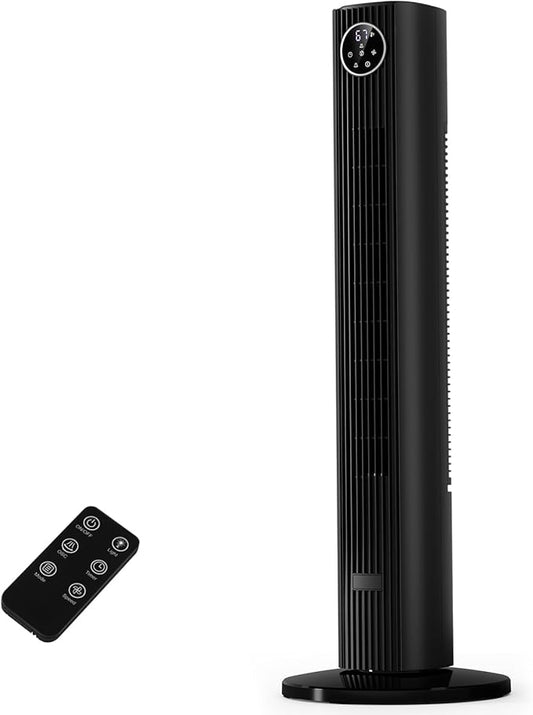 Antarctic Star 36" Tower Fan for Bedroom, Oscillating Quiet Cooling Fan with 4 Modes & 3 Speeds, 12H Timer, LED Display, Remote Control, Auto Temp Mode, Black Standing Fan for Home Office
