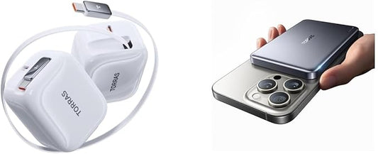 TORRAS 10,000mAh minimag Power Bank & Dual-Port USB C Charger Block